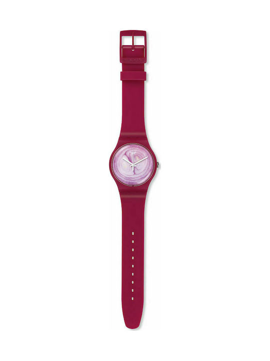 Swatch Watch with Red Rubber Strap SUOP105