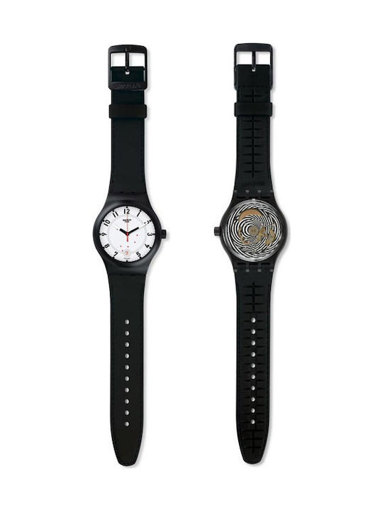Swatch Ρολόι Αυτόματο με Μαύρο Καουτσούκ Λουράκι