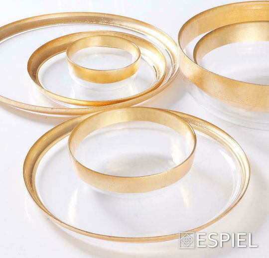 Espiel Atlas Decorative Bowl Glass Gold 15.8x15.8x5.5cm