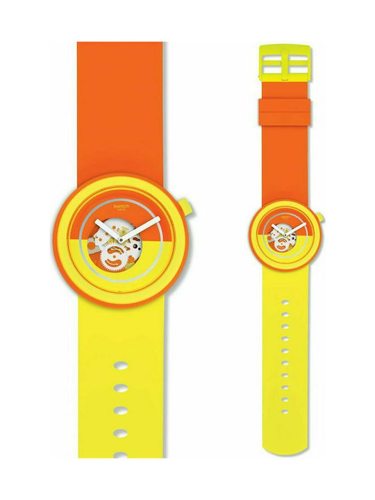 Swatch Popover Watch with Yellow Rubber Strap