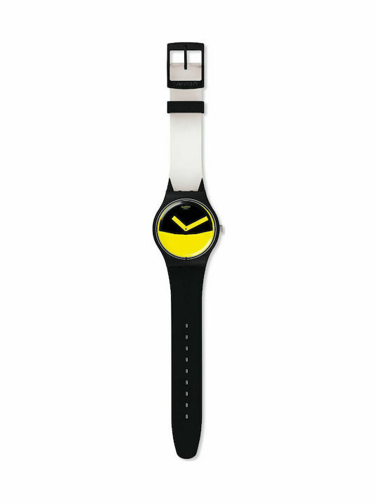 Swatch Flaggermus Herrenuhr 42.7mm Batterie mit Schwarz Kautschukarmband