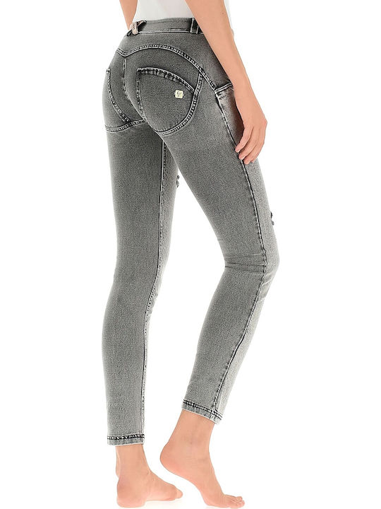 Wr.Up Skinny Women's Jean Trousers Push Up with Rips in Skinny Fit Gray