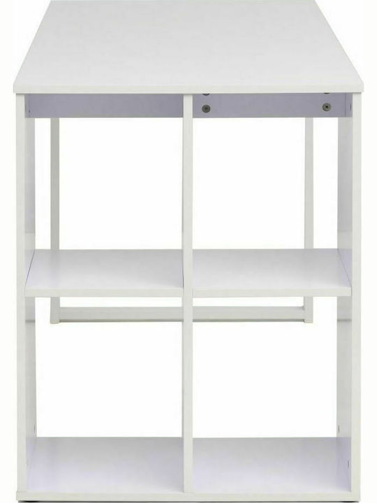 Birou Lemn cu Bibliotecă Alb 120x60x75cm