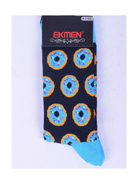 Vtex socks high socks with Donuts pattern Black