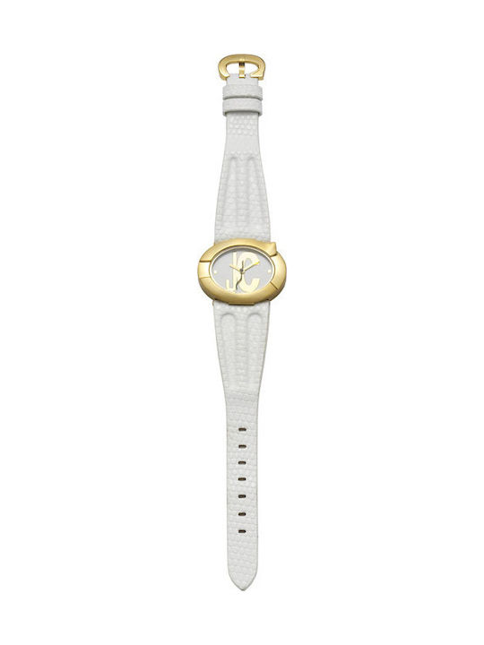 Just Cavalli Watch with White Leather Strap