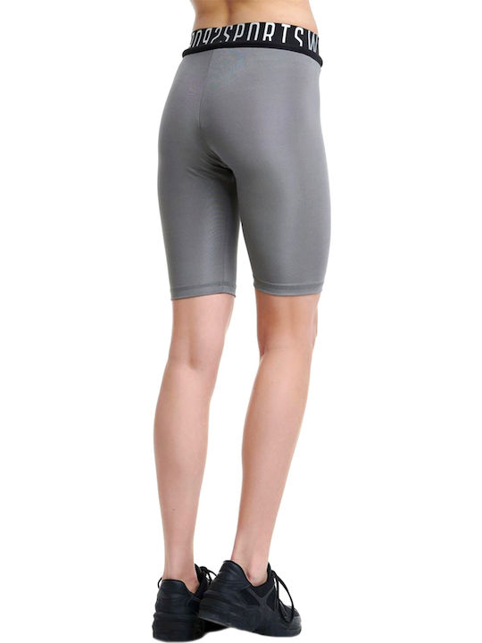 Women's Bike Training Legging Shiny & High Waisted Silver
