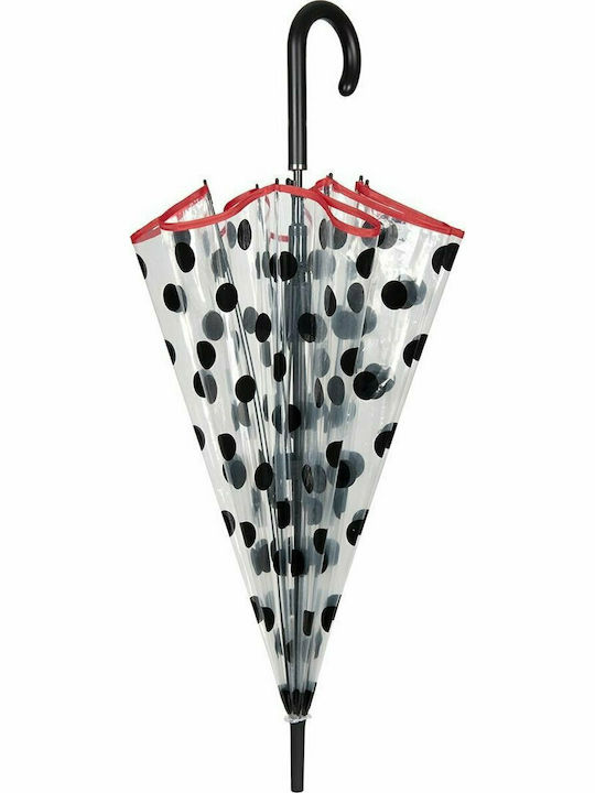 Perletti Αντιανεμική Ομπρέλα Βροχής με Μπαστούνι Διαφανής