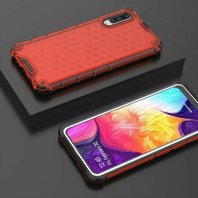 Hurtel Honeycomb Plastic Back Cover Red (Galaxy A50)