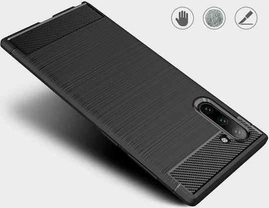Hurtel Carbon Fiber Back Cover Σιλικόνης 1.4mm Μαύρο (Galaxy Note 10)