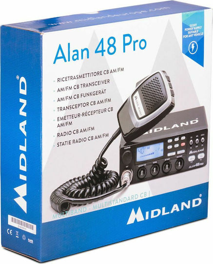 Midland Alan 48 Pro Car CB 4W with Monochrome Screen