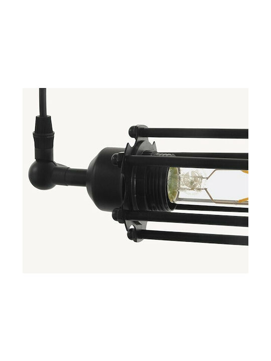GloboStar Tube Κρεμαστό Φωτιστικό Μαύρο Ράγα με Ντουί E27 43x11εκ.
