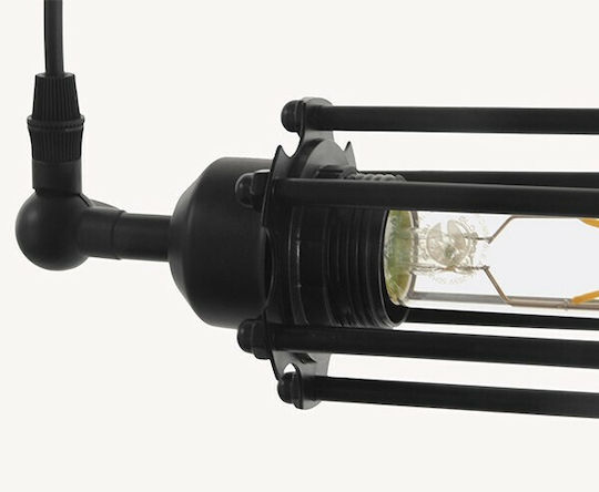 GloboStar Tube Висящо Осветително Тяло Черен Rail с Цокъл E27 43x11см.