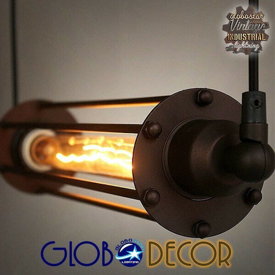 GloboStar Tube Висящо Осветително Тяло Черен Rail с Цокъл E27 43x11см.