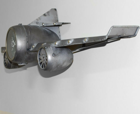 SP Souliotis Αντικέ Ρολόι Τοίχου Μεταλλικό Ασημί 102x26cm