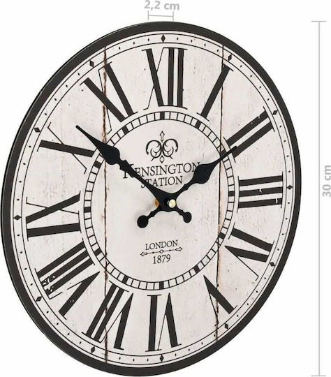vidaXL Vintage Λονδίνο Αντικέ Ρολόι Τοίχου Ξύλινο Μπρούτζινο Ø30cm