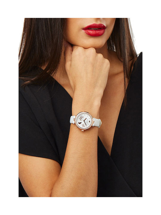 Swarovski Aila Dressy Watch with White Leather Strap