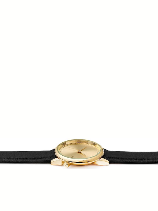 Komono Estelle Γυναικείο Ρολόι 36mm Μπαταρίας με Μαύρο Δερμάτινο Λουράκι