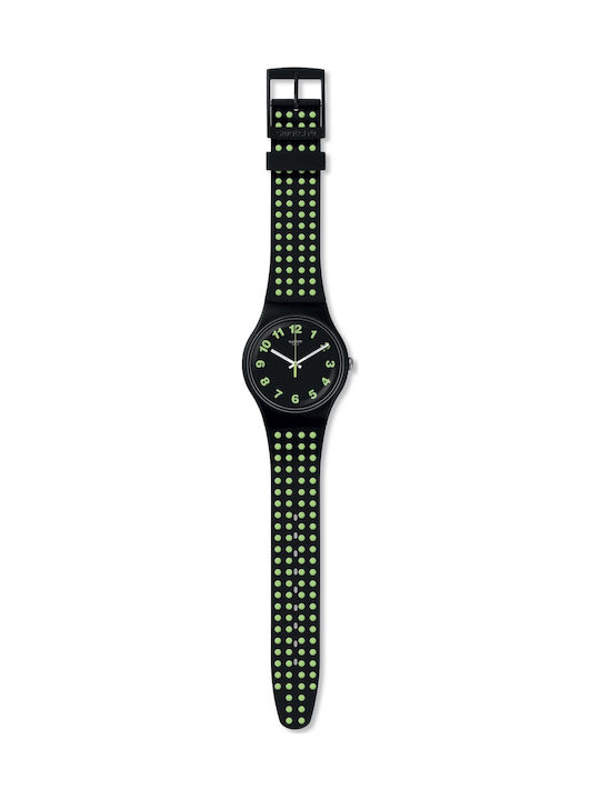 Swatch Punti Gialli Watch with Black Rubber Strap