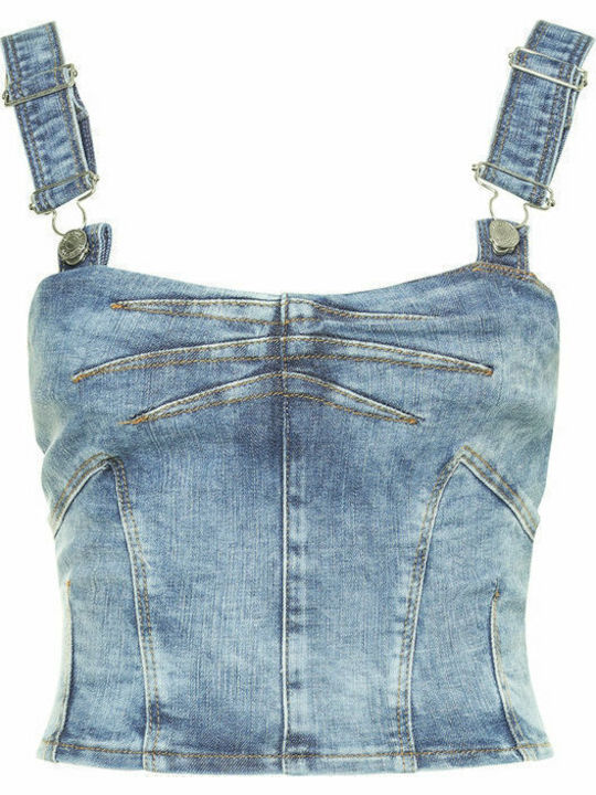 Diana Women's Blouse Corset with Straps Blue