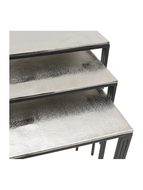 Square Aluminum Zigon Set Silver 3 Pieces M40xW40xH52.5cm