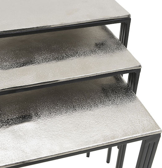 Set Zigon Pătrat Aluminiu Argintiu Negru 3 Buc M31.5xL31.5xÎ52.5cm