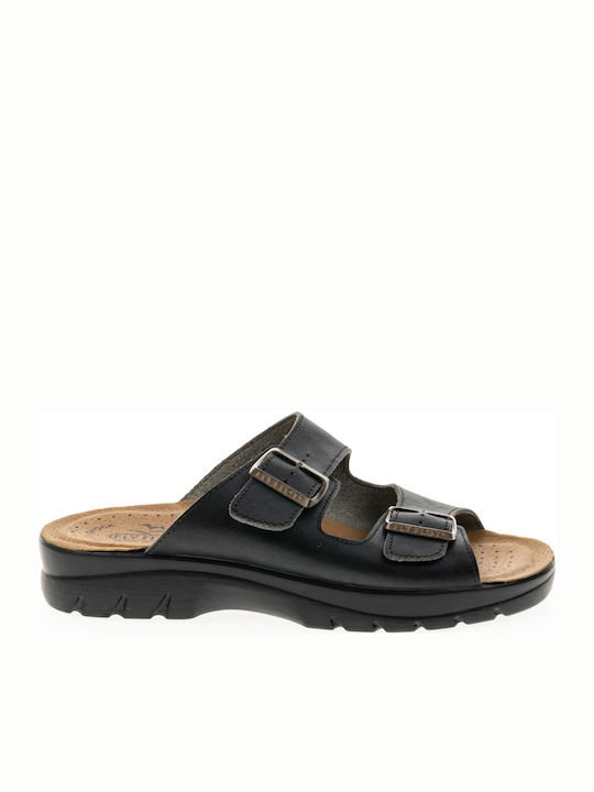Leder Herrensandalen in Schwarz Farbe