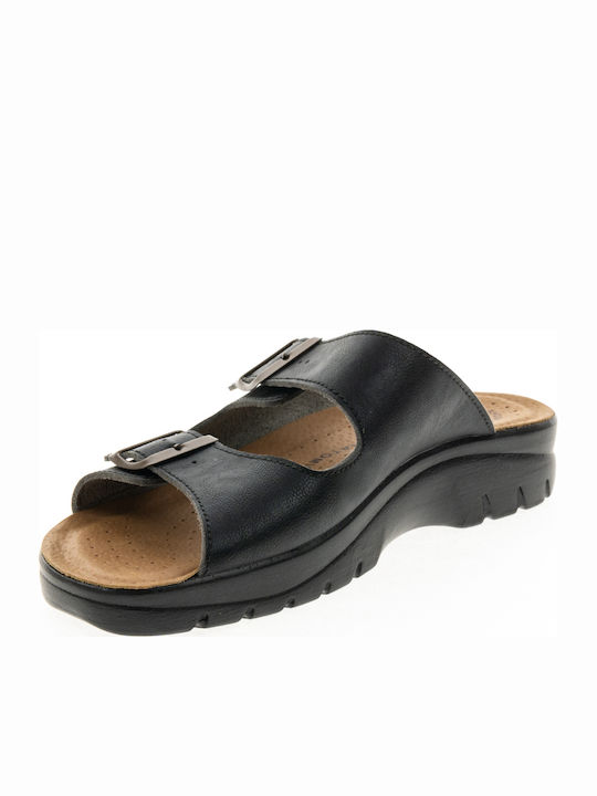 Leder Herrensandalen in Schwarz Farbe