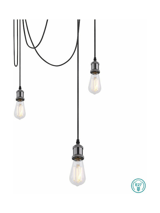 Globo Lighting Oliver Pendant Light Black for 5 Bulbs E27 120cm