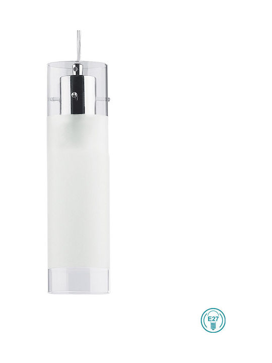 Ideal Lux Flam SP1 Small Κρεμαστό Φωτιστικό Ασημί με Ντουί E27 8x36εκ.