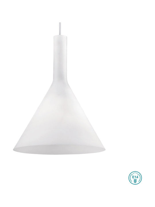 Ideal Lux Cocktail SP1 Small Pendant Light Suspension Bell for Socket E14, E.14 White