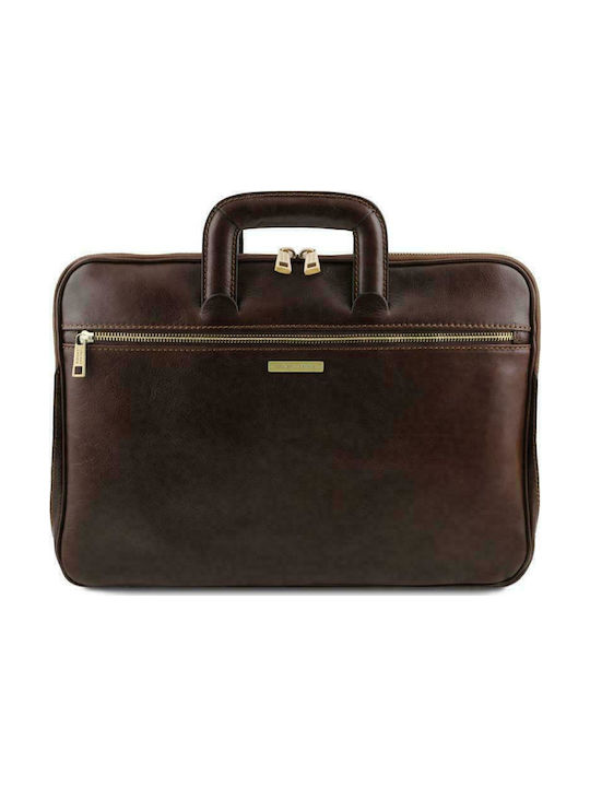 Tuscany Leather Caserta Leather Men's Briefcase Dark Brown