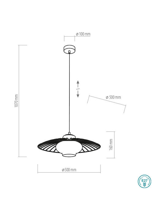 TK Lighting Rosso Pendant Light White with Socket E27