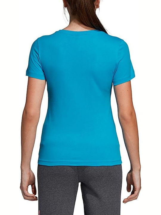 Adidas Linear Αθλητικό Γυναικείο T-shirt Μπλε με Στάμπα