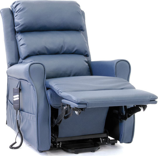 Aria Relaxsessel mit Fußhocker aus Kunstleder Blue 75x90x110cm