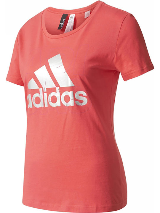 Adidas Performance Foil Logo Women's Athletic T-shirt Red