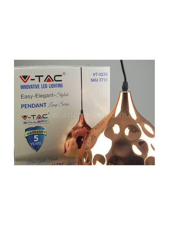 V-TAC Pendant Light Rose Gold with Socket E27