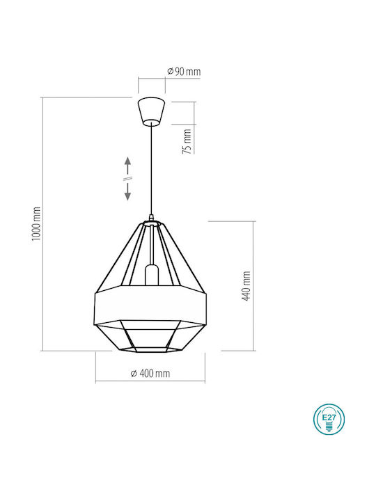 TK Lighting Cristal Pendant Light Copper Grid with Socket E27 40cm