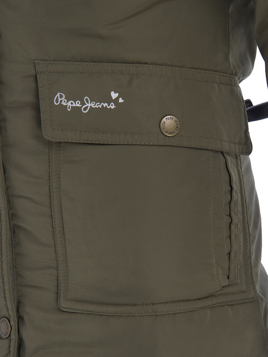 June Kinder Parka Lang mit Kapuze Khaki