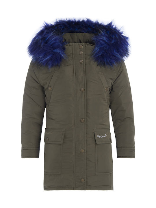 June Kinder Parka Lang mit Kapuze Khaki