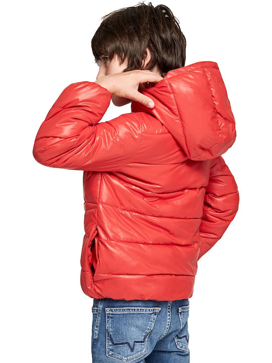 Ludo Kinder Gesteppt Kurze Kinderjacke mit Kapuze Rot