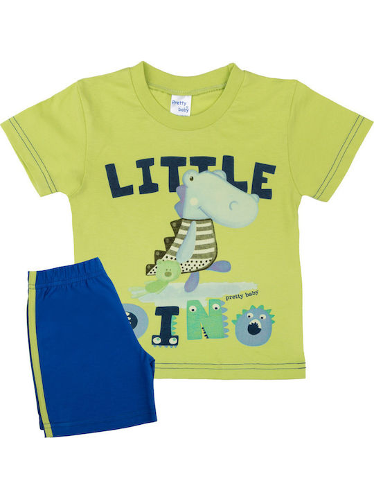 Pretty Baby Set Top & Bottom Kids Summer Pyjamas Green