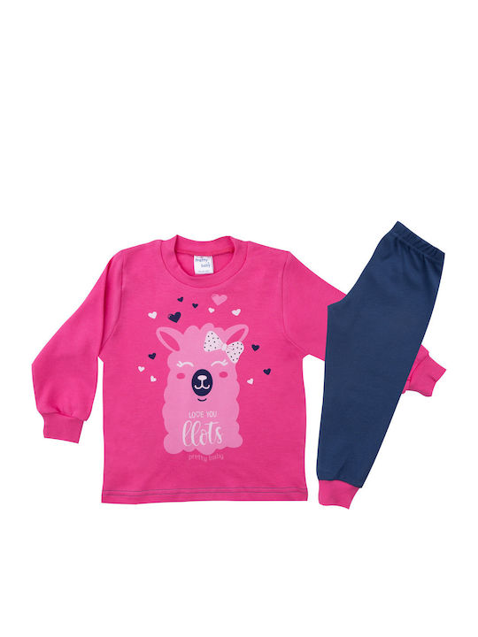 Pretty Baby Set Top & Bottom Kids Winter Cotton Pyjamas Fuchsia