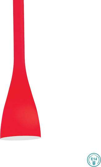 Ideal Lux Flut SP1 Small Adjustable Pendant Light Red with Socket E14, E.14 10.5x48x44cm