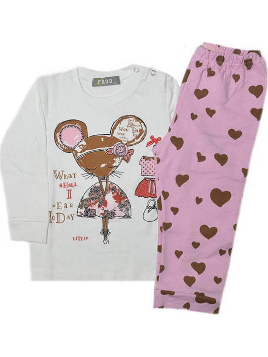 Prod Kinder Schlafanzug Winterlich Weiß Set Pyjama "What Shall I Wear Today"