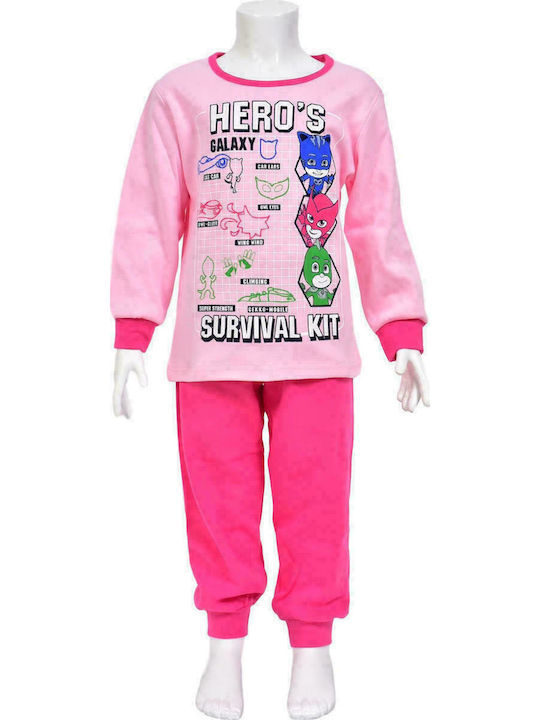 Galaxy Set Top & Bottom Kids Winter Pyjamas Pink