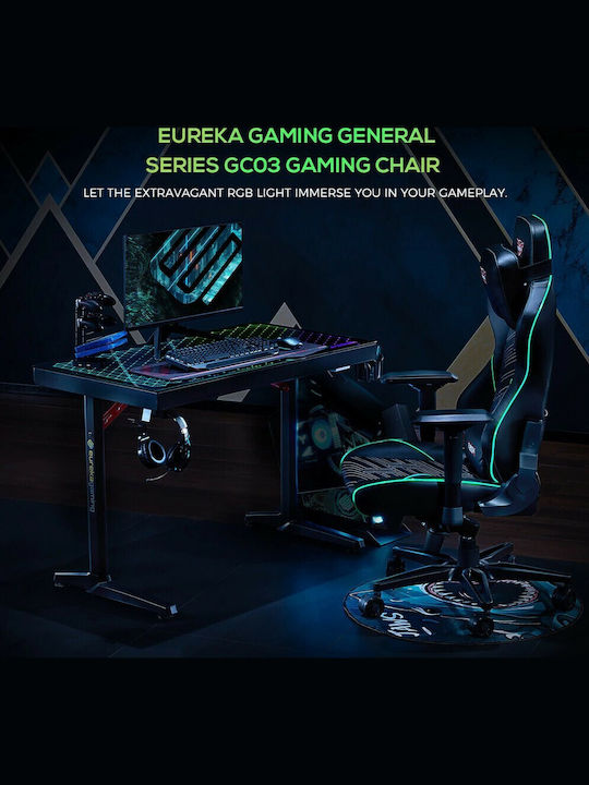 Eureka Ergonomic General Series GC03 E-sport Artificial Leather Gaming Chair with Adjustable Armrests and RGB Lighting Black