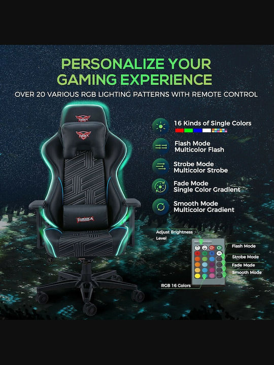 Eureka Ergonomic General Series GC03 E-sport Artificial Leather Gaming Chair with Adjustable Armrests and RGB Lighting Black