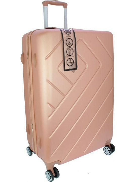 Bartuggi 712-8074 Large Hard Gold Travel Suitcase with 4 Wheels Height 75cm
