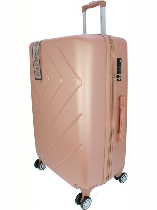 Bartuggi 712-8074 Large Hard Gold Travel Suitcase with 4 Wheels Height 75cm