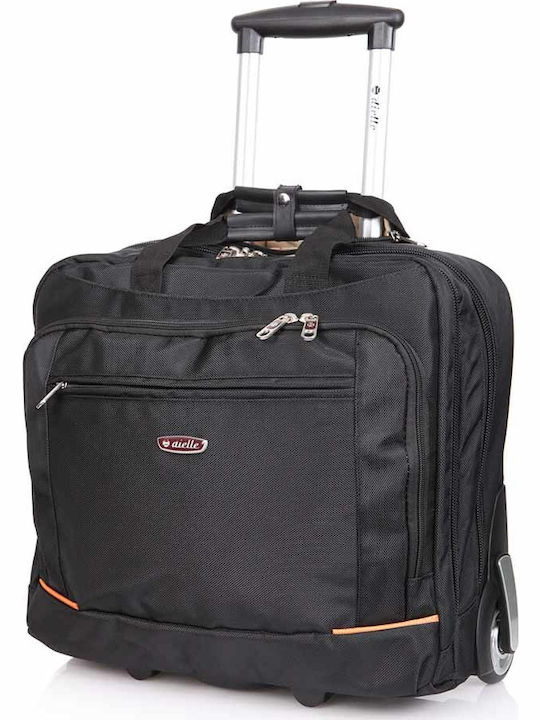 Dielle 412M Cabin Travel Suitcase Fabric Black with 2 Wheels Height 40.6cm